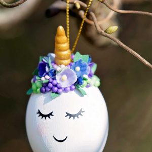 gouden eenhoorn unicorn paasei paars handgemaakte hand made decoratie